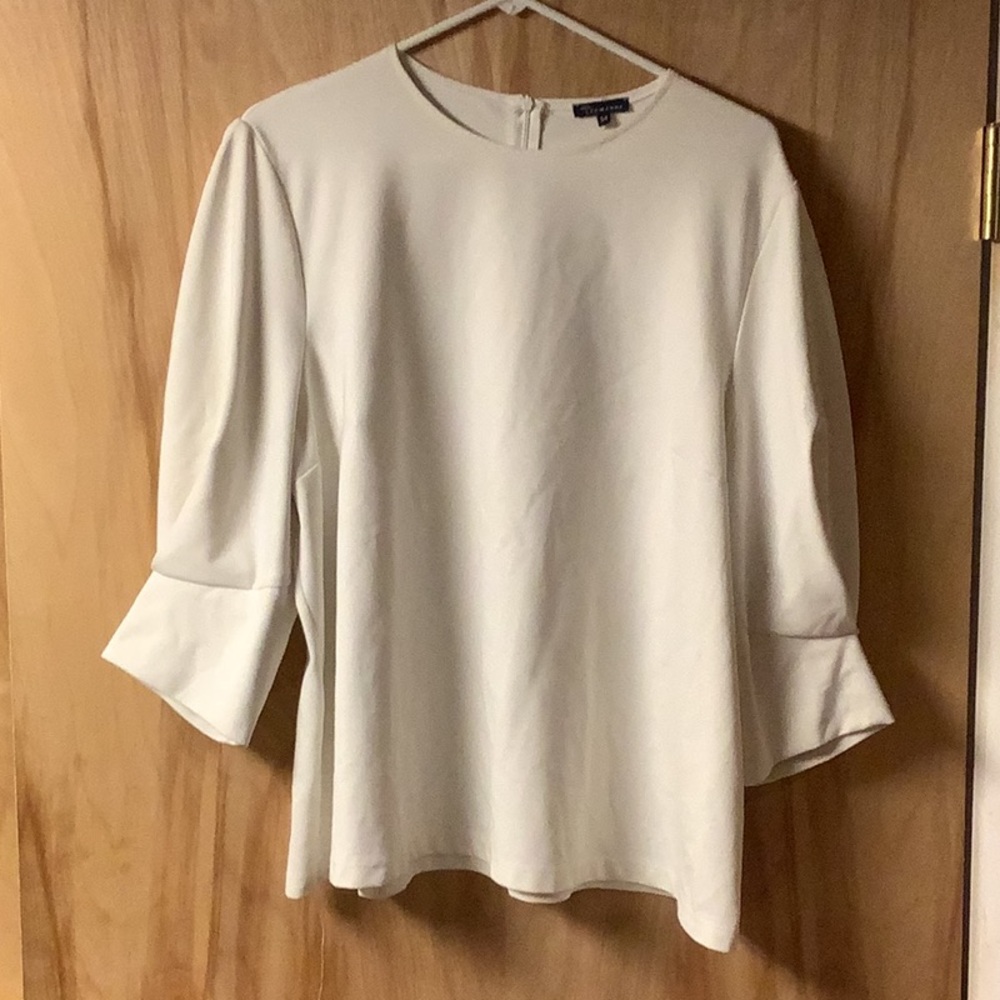 White Boxy Blouse with 3/4 Bell Sleeves